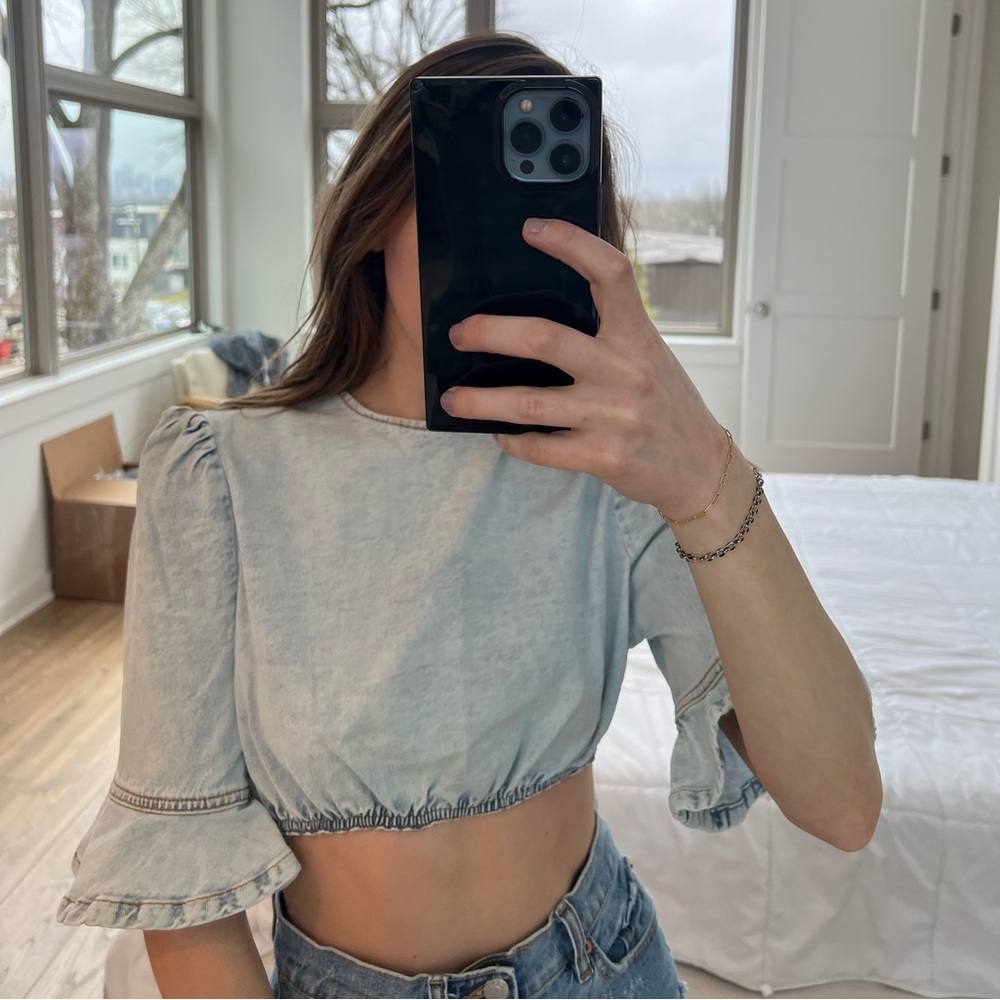 WeWoreWhat Cropped denim top